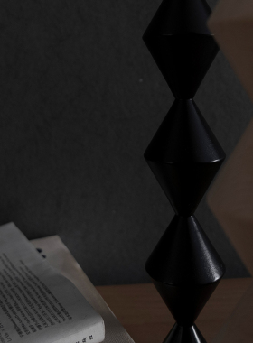 后弄无尽之柱摆件实木烛台 抽象几何榉木雕塑民宿装饰品拍照道具