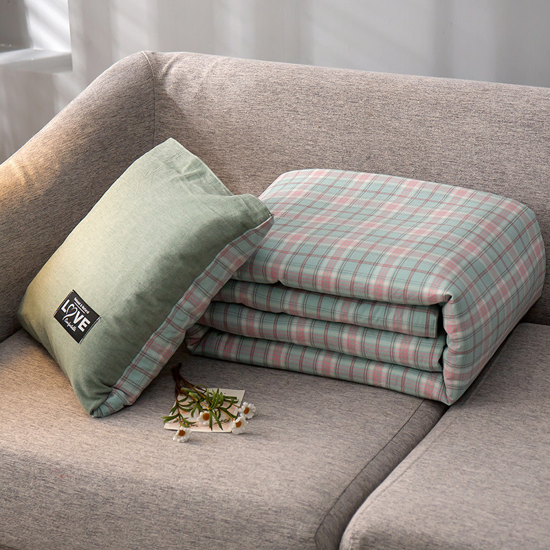 纯棉两用口袋抱枕被子可机洗双面全棉靠J枕被办公室午休小被子车,淘宝优惠券,粉丝福利购,淘宝优惠卷