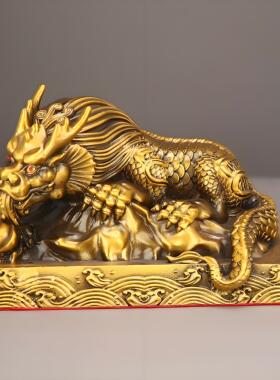 已祝福黄铜镇水兽家居摆件