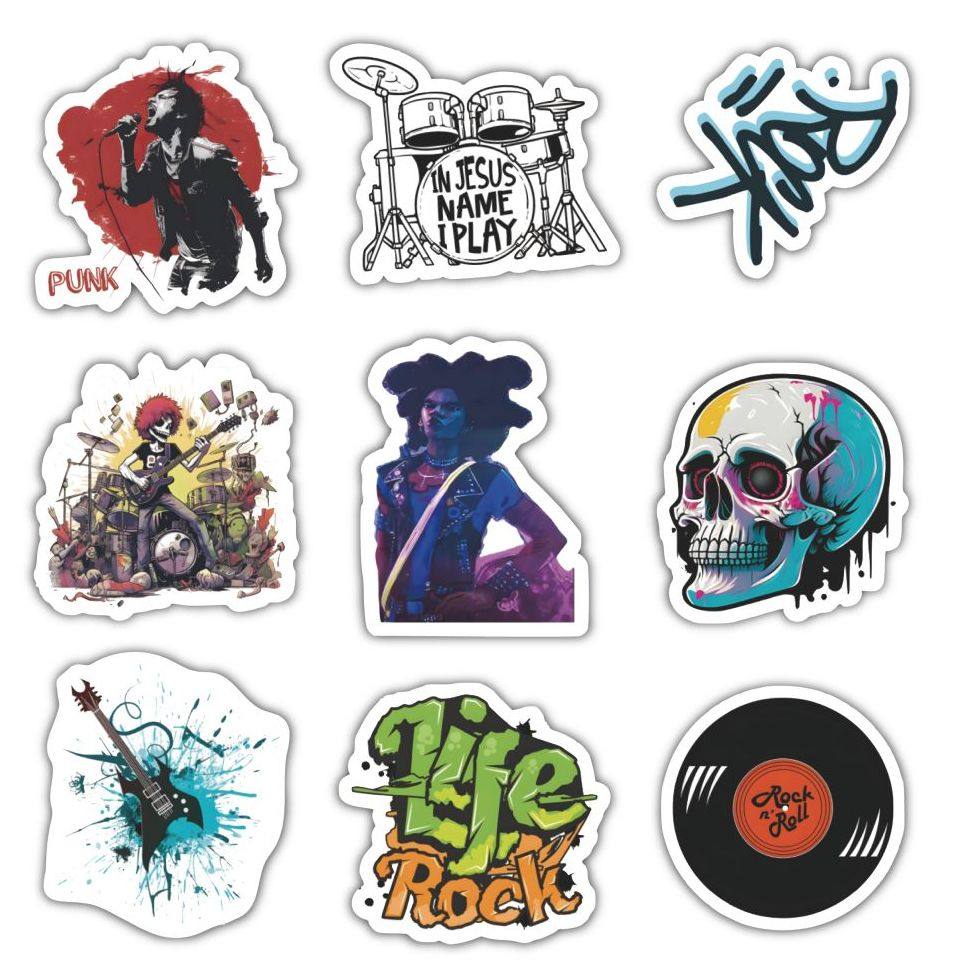 120张Rock贴纸个性炫酷潮流摇滚乐队创意diy行李箱吉他装饰贴,淘宝优惠券,粉丝福利购,淘宝优惠卷