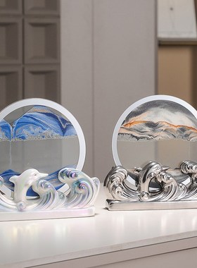 速发创意酒沙画轻奢柜厅电视客解压沙漏玄关流柜装饰品办公室摆件