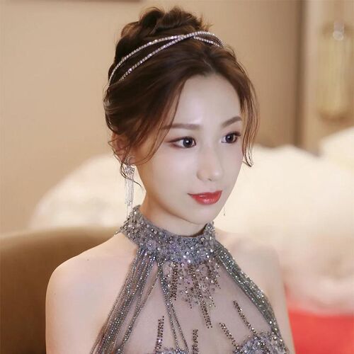 高端新娘晚礼头饰2024新款发箍女高级感头箍敬酒服婚礼婚纱发饰 - 图0