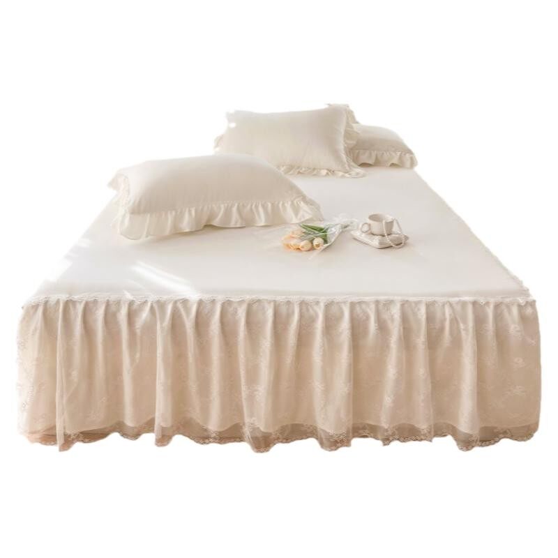 新款春夏白色蕾丝床裙单件韩式公主风花边床罩式防滑床套防尘床围,淘宝优惠券,粉丝福利购,淘宝优惠卷
