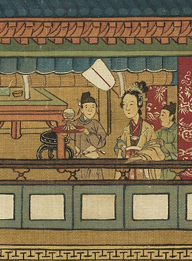 南宋赵伯驹仙山楼阁图高清微喷国画名画复制客厅玄关卷轴装饰挂画