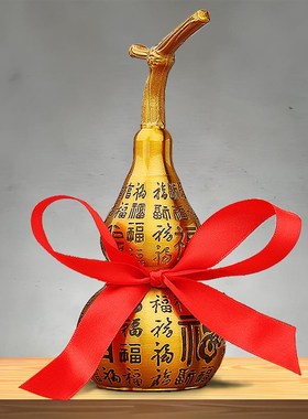 祥云百福葫芦f招财纳福摆件福禄铜器玄关家居开盖空心铜葫芦礼品