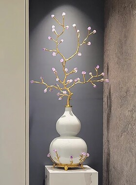 紫气东来铜发财树葫芦水晶摆件客厅玄关J电视柜壁龛乔迁新居送礼