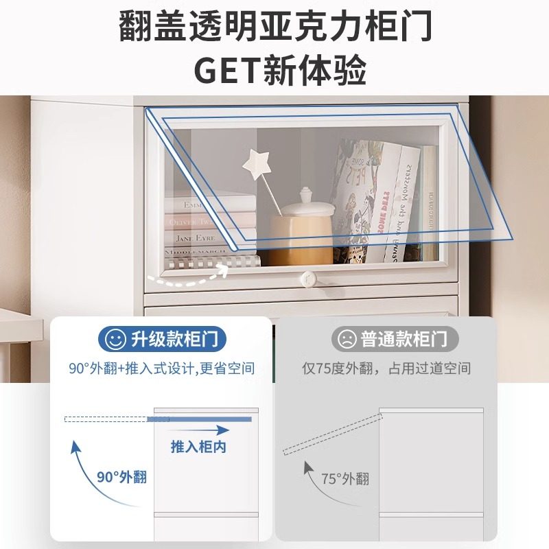 速发组合儿童书柜落地一玻璃带压克力防尘家用卧室门体靠墙窄书架,淘宝优惠券,粉丝福利购,淘宝优惠卷