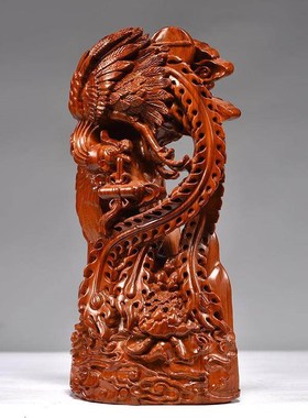 快速发货花梨木雕刻凤凰摆u件实木质吉祥家居装饰品红木工艺品新