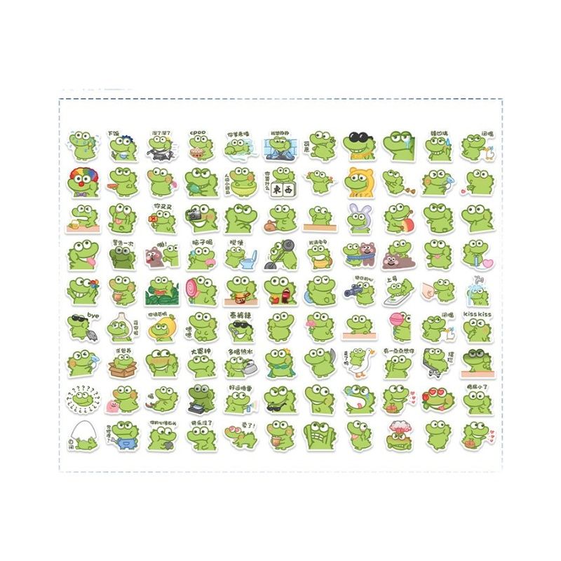 100张小鳄鱼抹茶旦旦搞笑表情包贴纸创意手账手机壳可爱防水贴画 - 图3