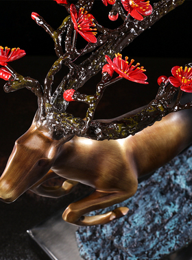 骏澜斋中式客厅玄关家居装饰工艺礼品摆饰创意乔迁礼品招财黄铜福