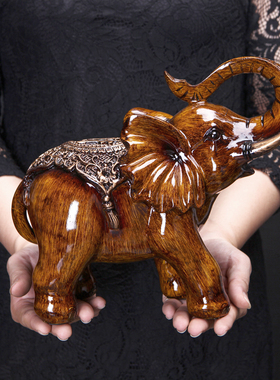 美式招财大象摆件客厅电视柜装饰品开业送礼大象摆设样板房软装