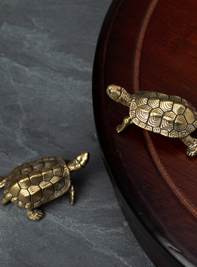 实心纯黄铜办公桌面小摆件古乌龟铜茶宠饰品工艺礼品手把玩件