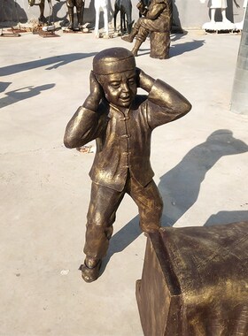 定制玻璃钢仿铜人物爆米花雕塑商业步行街民风俗生活小品摆件订做