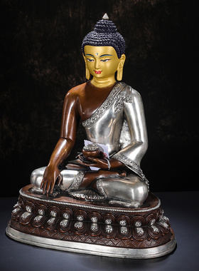 尼泊尔佛像手工古色鎏金佛黄铜像释迦牟尼阿弥陀佛药师佛佛像摆件