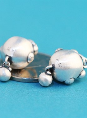 S990足银磨砂复古可爱招财猫吊坠diy项链挂件男女3D银饰流苏配件