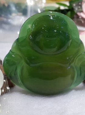 天然翡翠色满绿豆绿种冰糯种 弥勒笑佛 大肚佛 挂件吊坠 招财转运