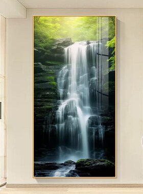 好货流水生财玄关装饰画竖版山水风景挂画日出东方走廊过道尽头晶