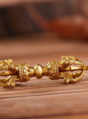 惠尔美黄铜五股金刚杵吊坠降魔杵配饰男女士个性情侣挂件随身配饰