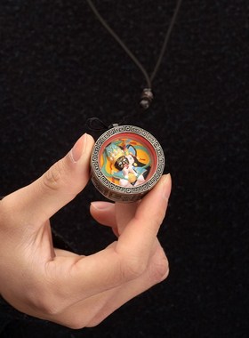 白铜擦擦盒烧制彩绘手绘擦擦像莲花金十相自在嘎乌盒纯铜圆多款