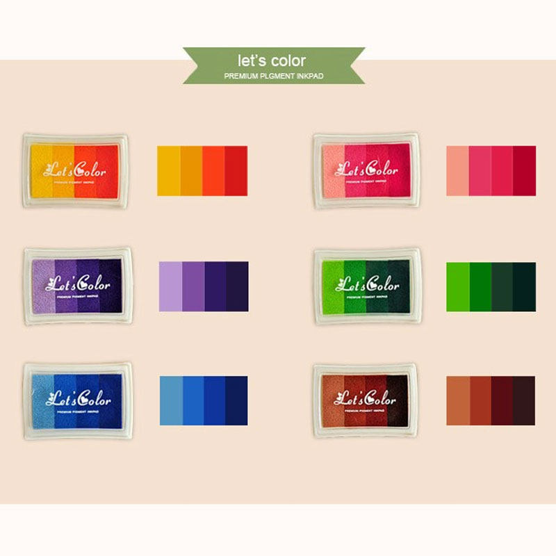 4色渐变彩色印台DIY印泥台橡皮章儿童手掌手指画相册手账印泥印章,淘宝优惠券,粉丝福利购,淘宝优惠卷