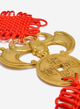 黄铜蝙蝠福鼠吊金钱客厅挂件摆件蝙蝠寓意化横梁卧室门厅招財摆件