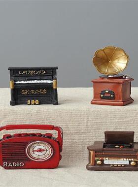 速发美你怀旧复式桌面迷古树脂摆件儿童房装饰模型收音机摆设