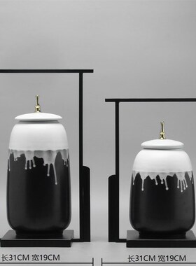 速发新中式创意配艺陶瓷储物罐样艺品摆件工板间玄关酒柜软装铁饰