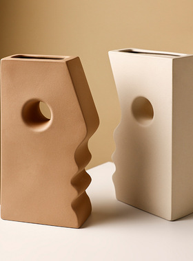 速发抽象人脸花设摆件客厅电视柜餐间摆瓶样板桌装饰品陶瓷简约风