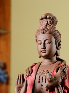 速发大号自在观音佛像陶瓷手工家品中式禅意供居艺奉家用玄关披坐