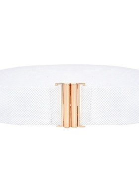 Wide Elastic Belt Solid Color Corset Belt Metal Buckle Lady