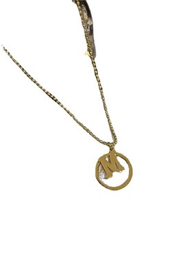 -Titanium steel mother-of-pearl necklace temperament letter