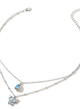 New metal double-layer clavicle chain temperament necklace