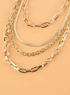 Summer beach multi-layer alloy necklace simple Snake Chain N