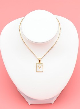 Square K gold letter pendant titanium steel shell letter ne