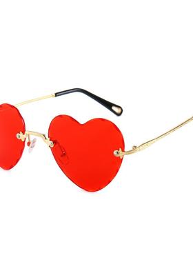 墨镜太阳眼镜框无镜女爱心网红时尚切边新款个性渐变欧美潮流桃心