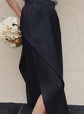 Hzirip New Spilt Irregular Elastic Waist Setwear All Match E