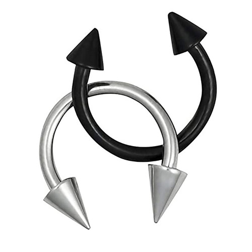 2Pc Cone Spike Horseshoe Circular Septum Nose Ring Stainless - 图0