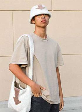 Lamb Wool Appa Bucket Hat Winter Warm Fishing Caps Faux Fur