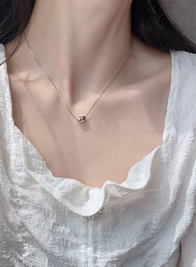 925银可爱滑动相思豆幸运豌豆元宝小金豆项链锁骨链女简约港风