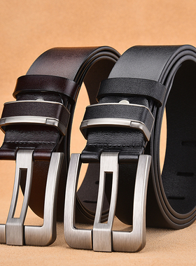alloy Mens leather pin buckle genuine jeans belt fashion bu