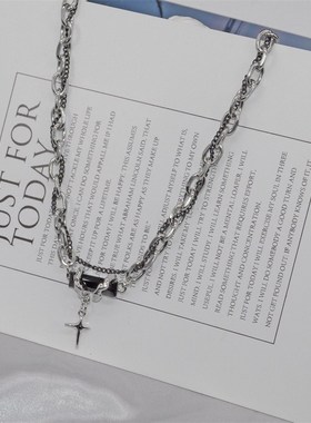 项链男款小众设计高级感嘻哈缠绕叠戴痞帅百搭高街锁骨链男潮吊坠