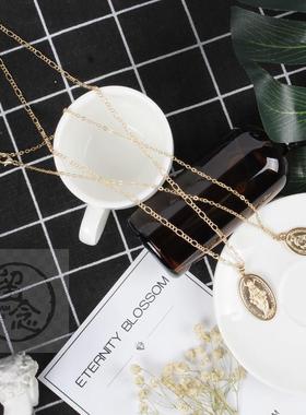 .Tide Double Necklace virgin gold mens necklace European an