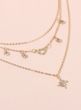 Multi-layer star pendant necklace love heart necklace clavic