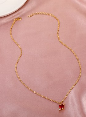 韩国东大门爱心锁骨链 设计感锆石一箭穿心项链简约气质网红颈链