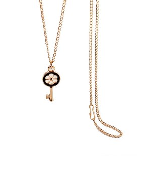 欧美风气质合金黑色钥匙吊坠项链 跨境时尚项链项饰女 F21350