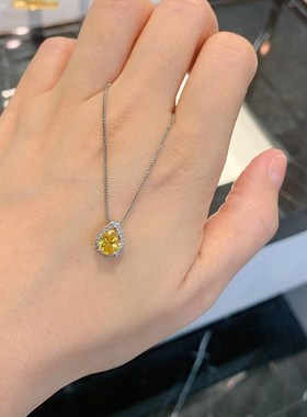 套装仿真吊坠女镶嵌彩宝款欧美流行黄钻水滴耳钉