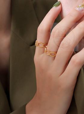 -New personality all-match open ring couple models titanium