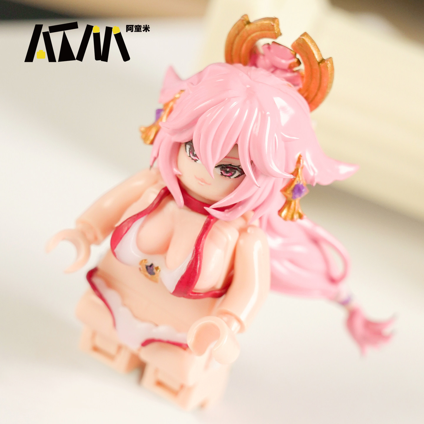 原神八重神子周边美少女动漫乐高人仔泳装人偶积木胖手办玩具模型,淘宝优惠券,粉丝福利购,淘宝优惠卷