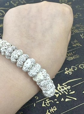 海南原生态星月菩提高密手串精雕龙爪莲花大留白文玩佛珠单圈手錬