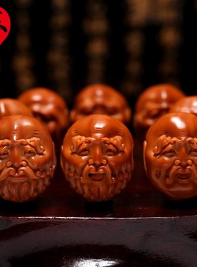 十八罗汉橄榄核手串 文玩把件橄榄核雕手工雕刻双面 手串男士手链